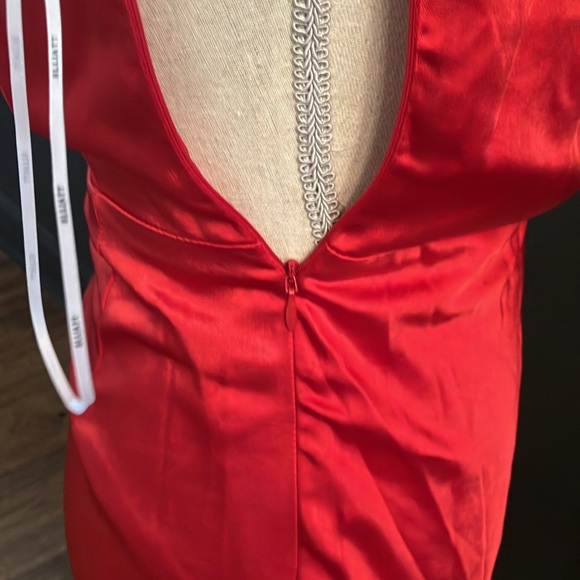 Elliatt Red Satin Halter Long Formal Gown - Picture 7 of 9